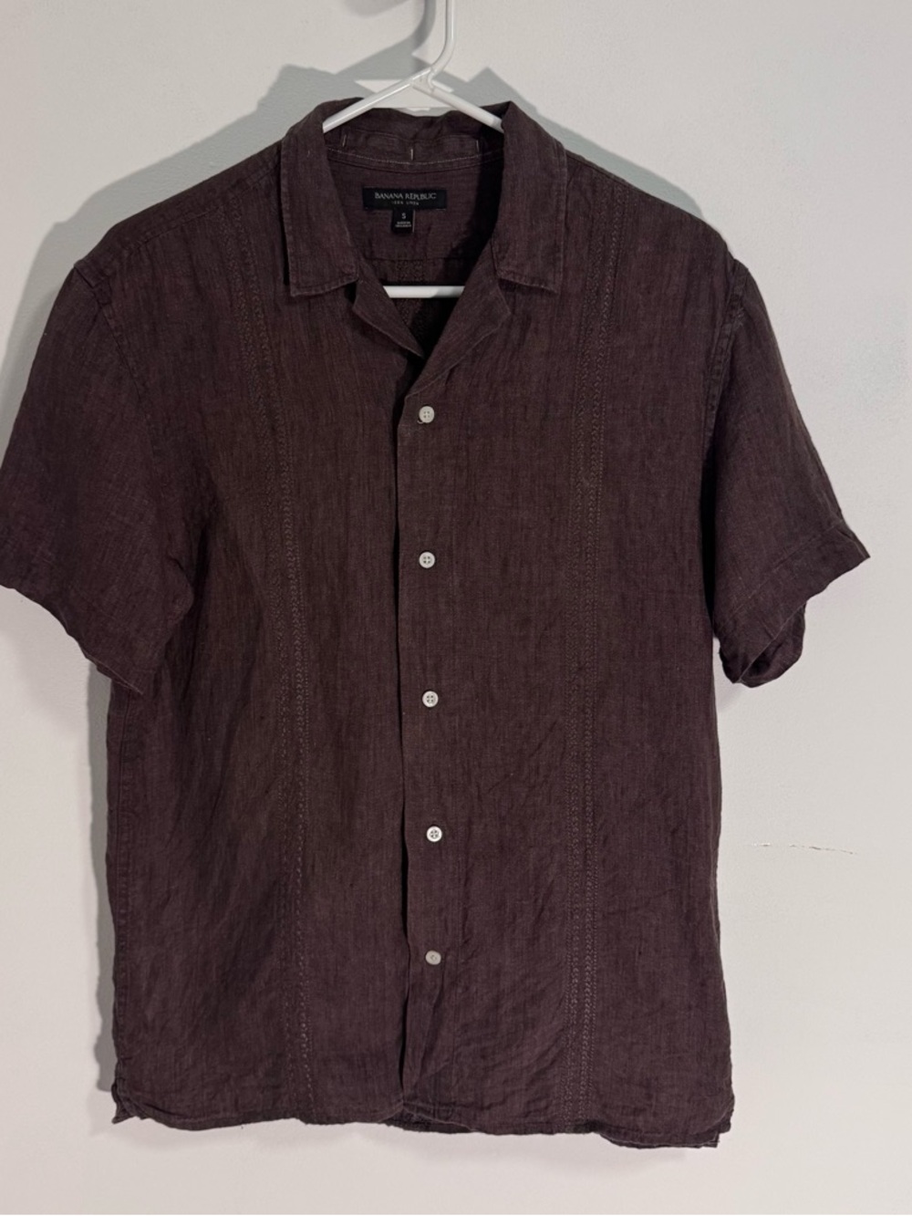 Banana Republic Men's Short-Sleeve Button-Down Shirt - Brown